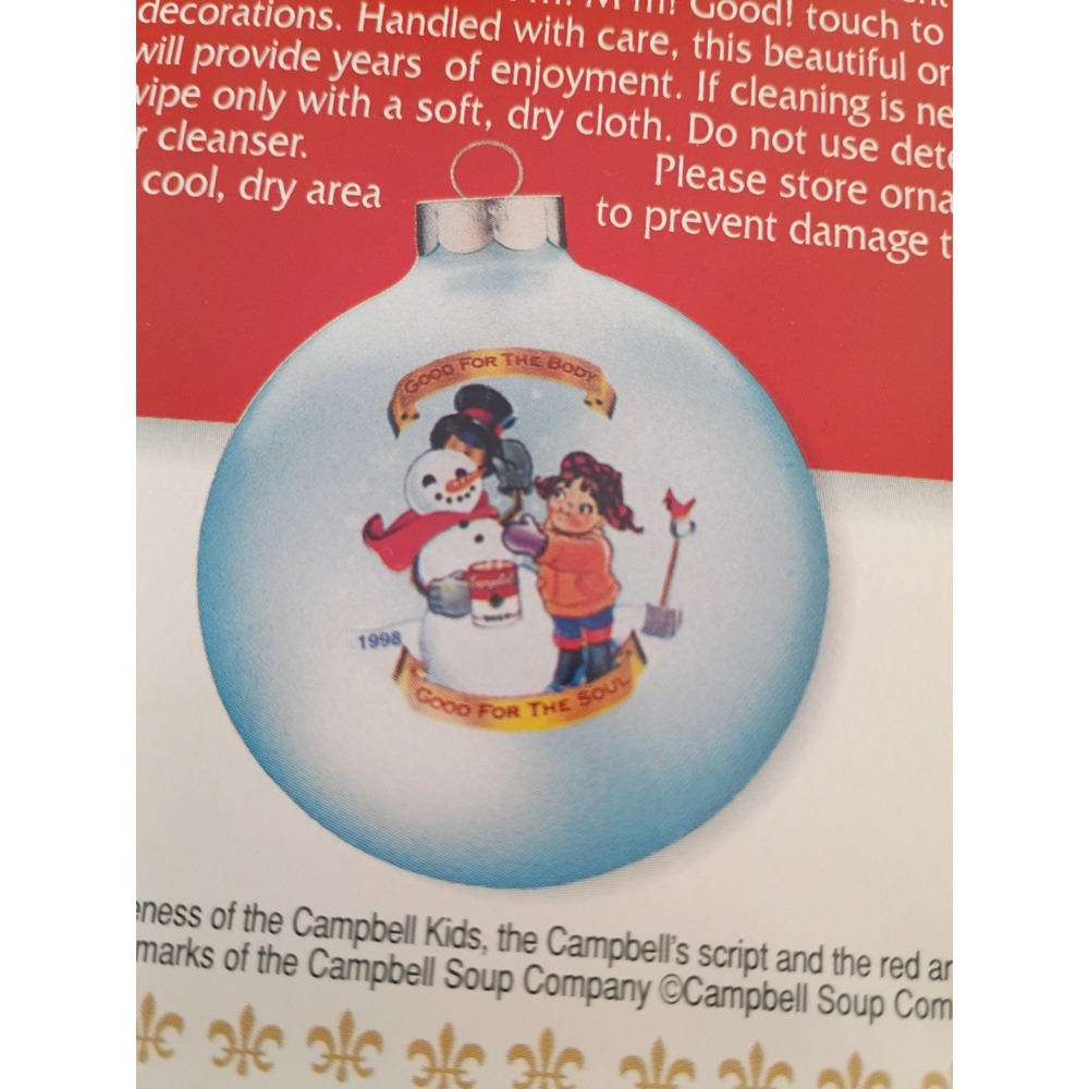 Vintage 1998 Campbells Soup Kids Christmas Ornament Collectors Edition Snowman